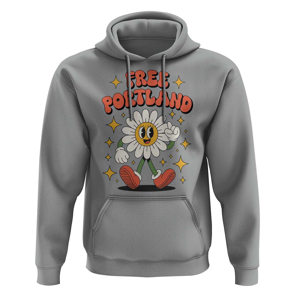 Retro Daisy Free Portland Hoodie Oregon Freedom Fighter Flower Groovy Graphic - Wonder Print Shop