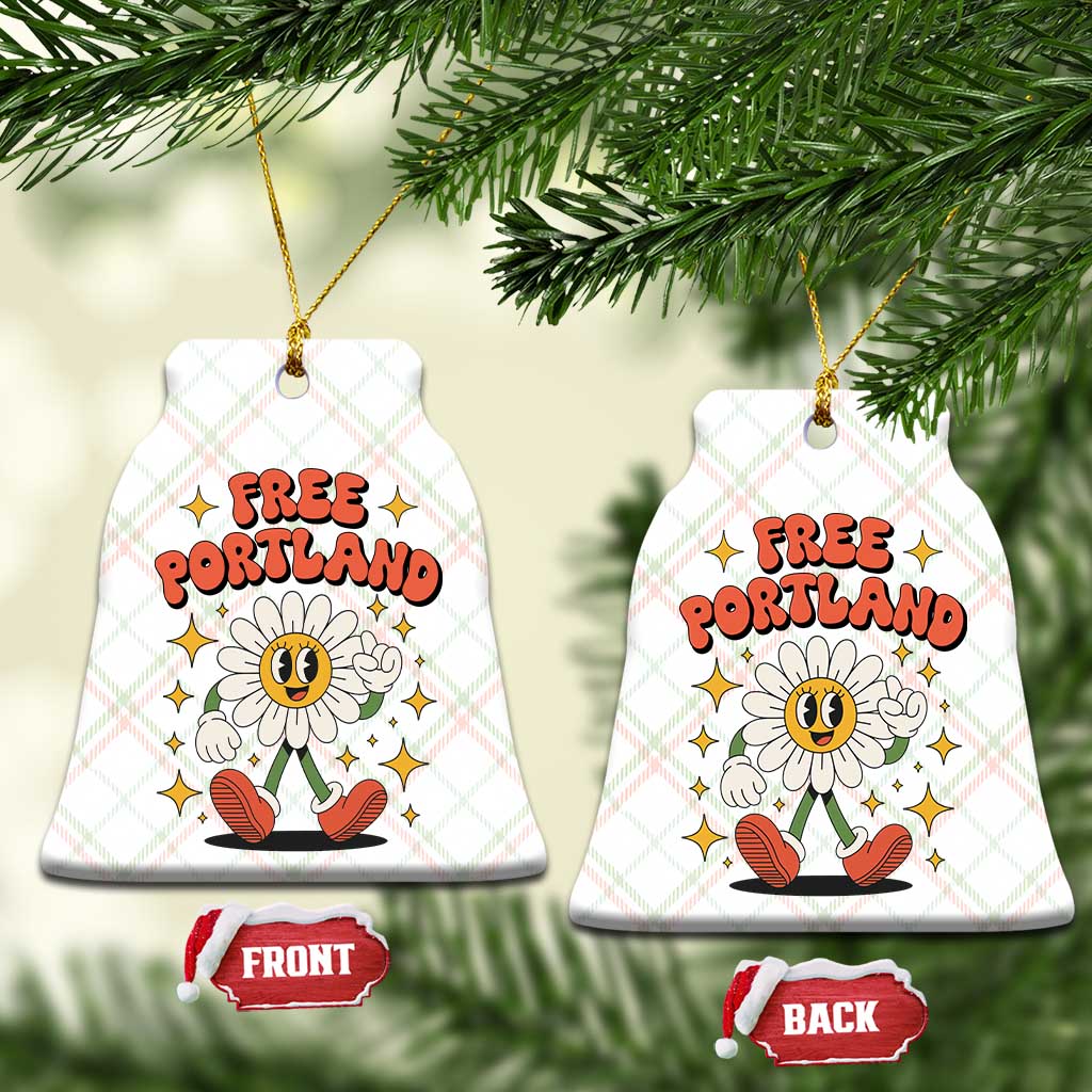 Retro Daisy Free Portland Ceramic Ornament Oregon Freedom Fighter Flower Groovy Graphic - Wonder Print Shop
