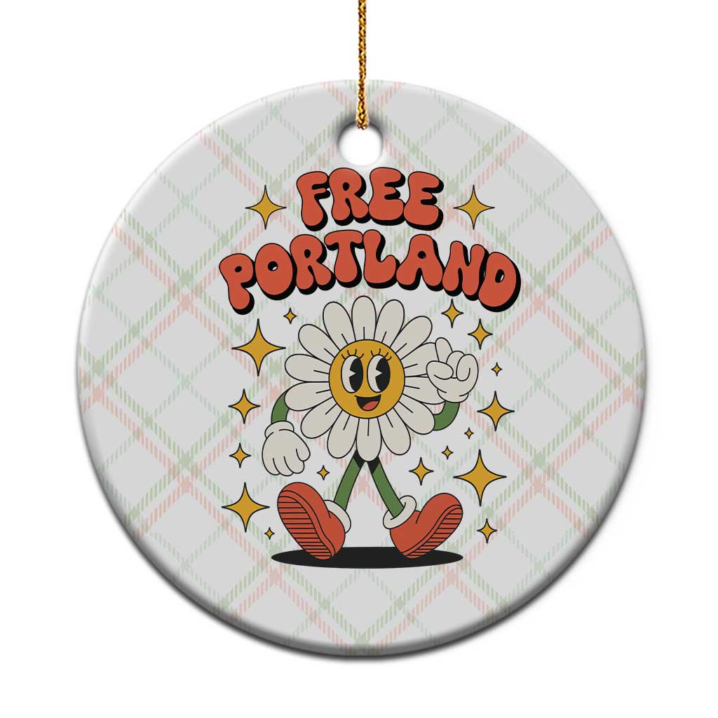 Retro Daisy Free Portland Ceramic Ornament Oregon Freedom Fighter Flower Groovy Graphic - Wonder Print Shop