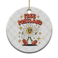 Retro Daisy Free Portland Ceramic Ornament Oregon Freedom Fighter Flower Groovy Graphic - Wonder Print Shop