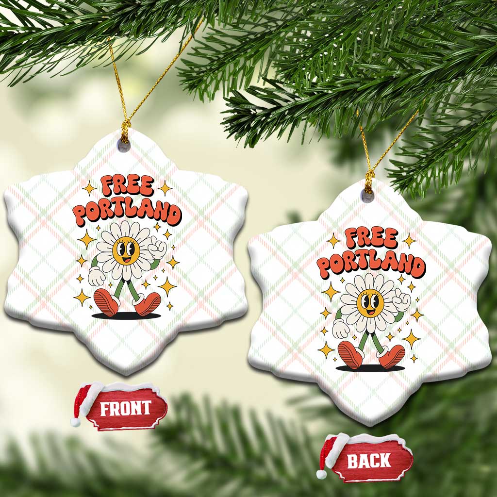 Retro Daisy Free Portland Ceramic Ornament Oregon Freedom Fighter Flower Groovy Graphic - Wonder Print Shop