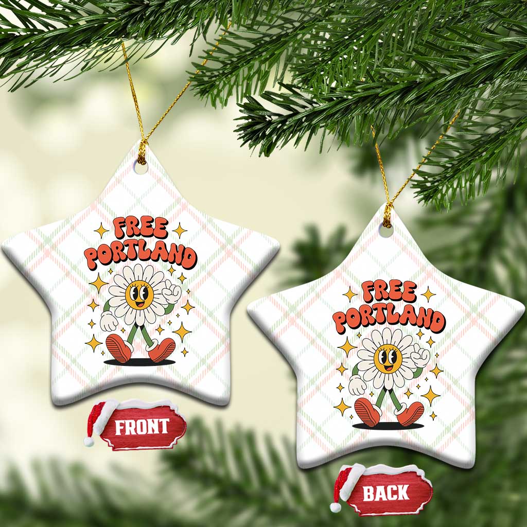 Retro Daisy Free Portland Ceramic Ornament Oregon Freedom Fighter Flower Groovy Graphic - Wonder Print Shop