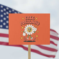 Retro Daisy Free Portland Protest Sign Oregon Freedom Fighter Flower Groovy Graphic - Wonder Print Shop