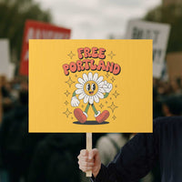 Retro Daisy Free Portland Protest Sign Oregon Freedom Fighter Flower Groovy Graphic - Wonder Print Shop