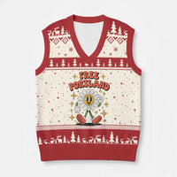 Retro Daisy Free Portland V-Neck Knit Sweater Vest Oregon Freedom Fighter Flower Groovy Graphic - Wonder Print Shop