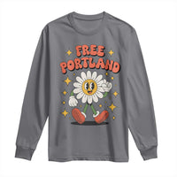 Retro Daisy Free Portland Long Sleeve Shirt Oregon Freedom Fighter Flower Groovy Graphic - Wonder Print Shop