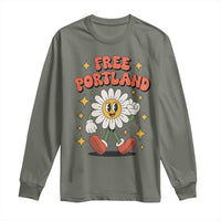 Retro Daisy Free Portland Long Sleeve Shirt Oregon Freedom Fighter Flower Groovy Graphic - Wonder Print Shop