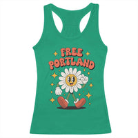 Retro Daisy Free Portland Racerback Tank Top Oregon Freedom Fighter Flower Groovy Graphic - Wonder Print Shop