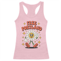 Retro Daisy Free Portland Racerback Tank Top Oregon Freedom Fighter Flower Groovy Graphic - Wonder Print Shop