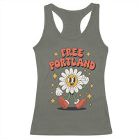 Retro Daisy Free Portland Racerback Tank Top Oregon Freedom Fighter Flower Groovy Graphic - Wonder Print Shop