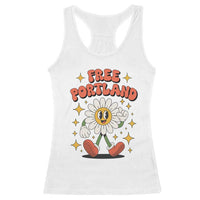 Retro Daisy Free Portland Racerback Tank Top Oregon Freedom Fighter Flower Groovy Graphic - Wonder Print Shop