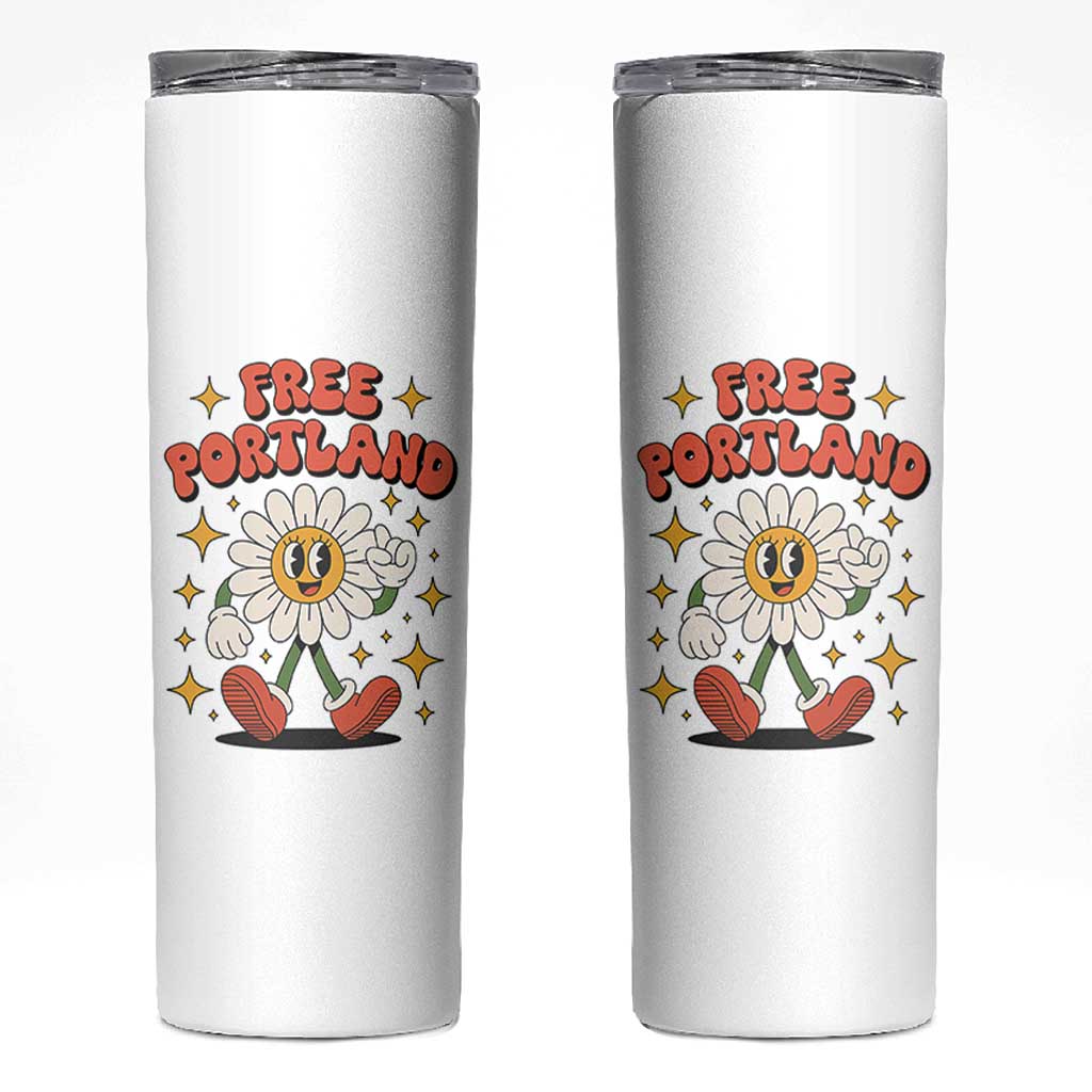 Retro Daisy Free Portland Skinny Tumbler Oregon Freedom Fighter Flower Groovy Graphic - Wonder Print Shop
