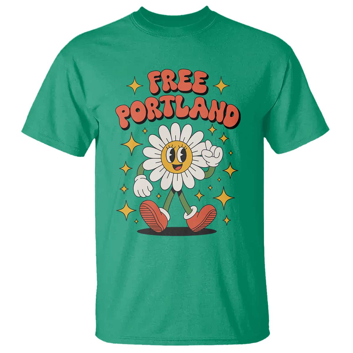 Retro Daisy Free Portland T Shirt Oregon Freedom Fighter Flower Groovy Graphic - Wonder Print Shop
