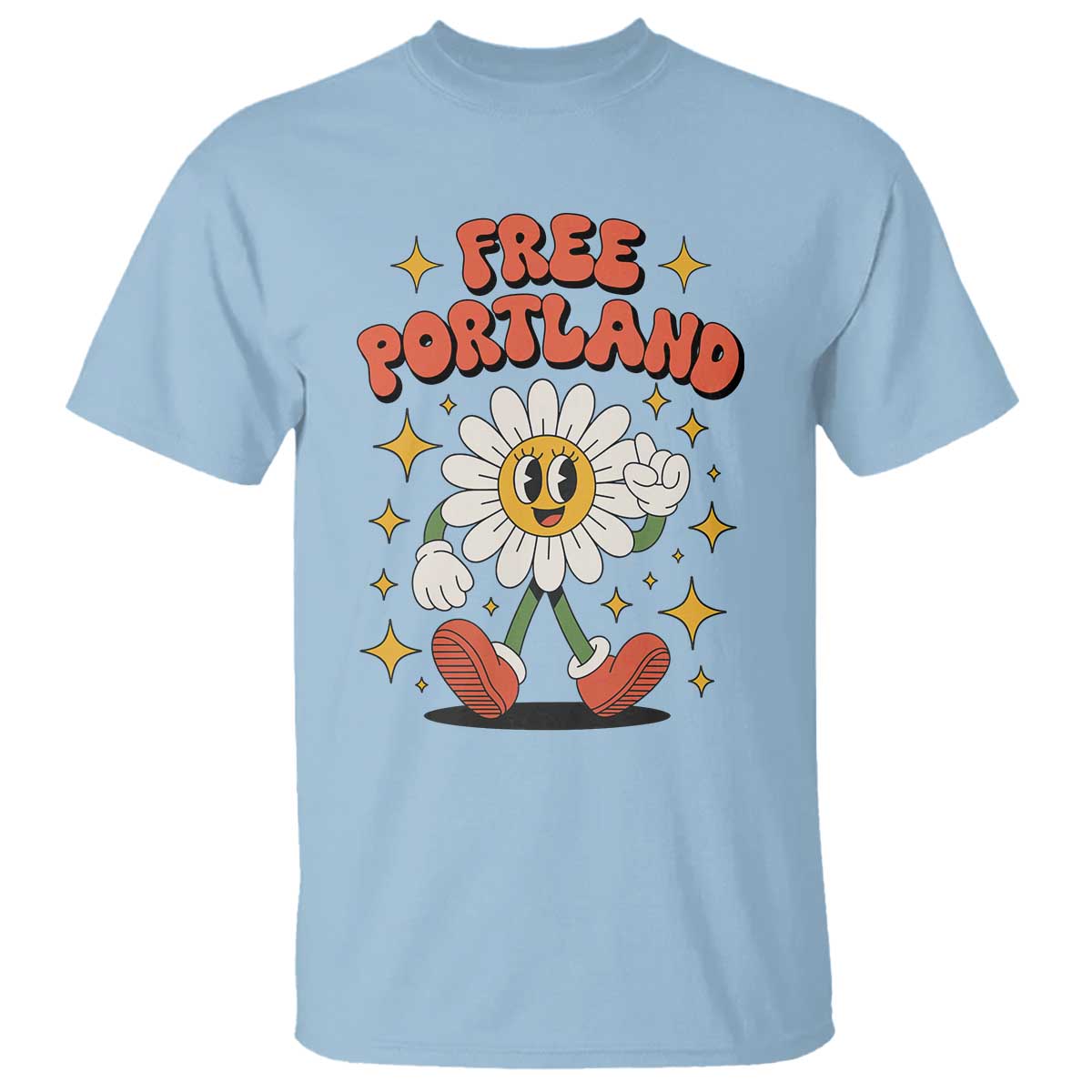 Retro Daisy Free Portland T Shirt Oregon Freedom Fighter Flower Groovy Graphic - Wonder Print Shop