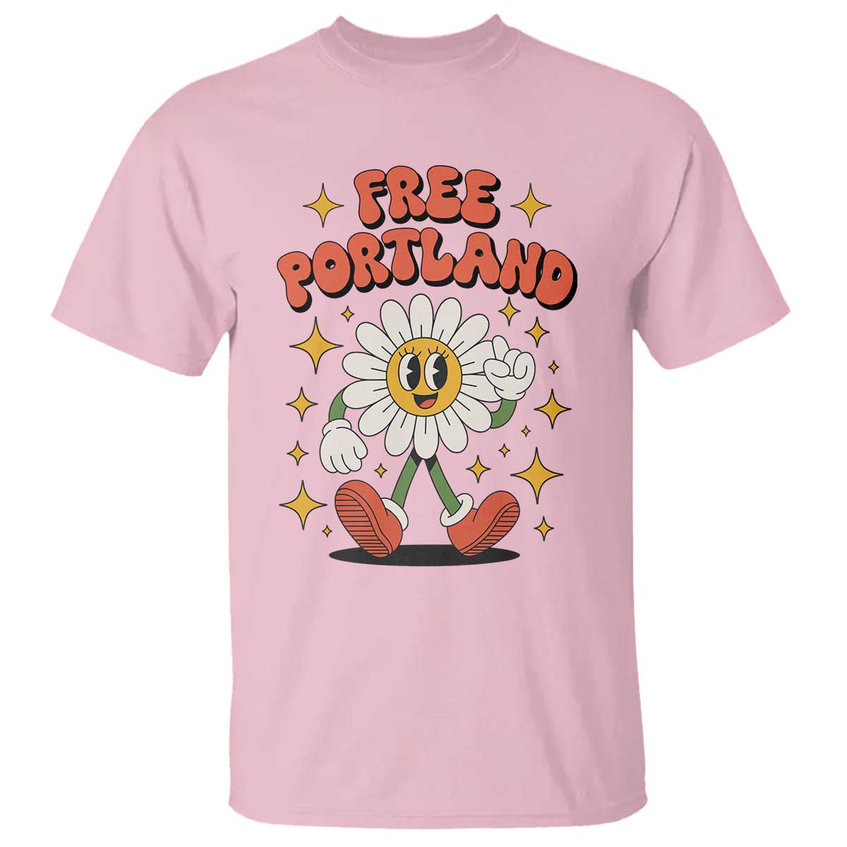 Retro Daisy Free Portland T Shirt Oregon Freedom Fighter Flower Groovy Graphic - Wonder Print Shop