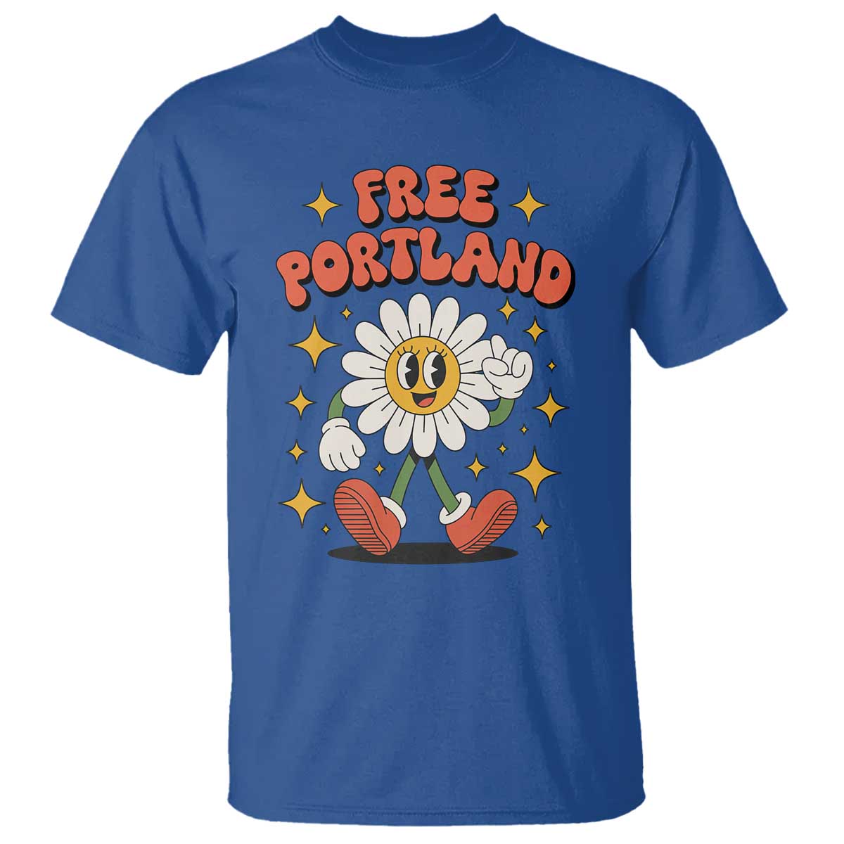 Retro Daisy Free Portland T Shirt Oregon Freedom Fighter Flower Groovy Graphic - Wonder Print Shop