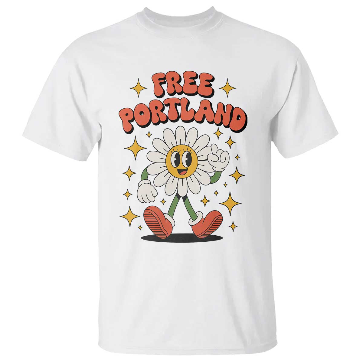 Retro Daisy Free Portland T Shirt Oregon Freedom Fighter Flower Groovy Graphic - Wonder Print Shop