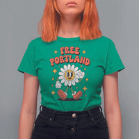 Retro Daisy Free Portland T Shirt For Women Oregon Freedom Fighter Flower Groovy Graphic - Wonder Print Shop