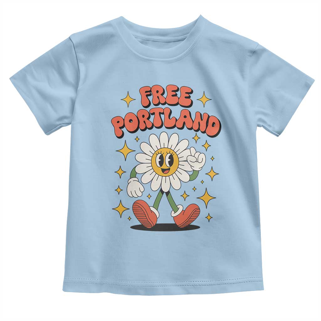 Retro Daisy Free Portland Toddler T Shirt Oregon Freedom Fighter Flower Groovy Graphic - Wonder Print Shop