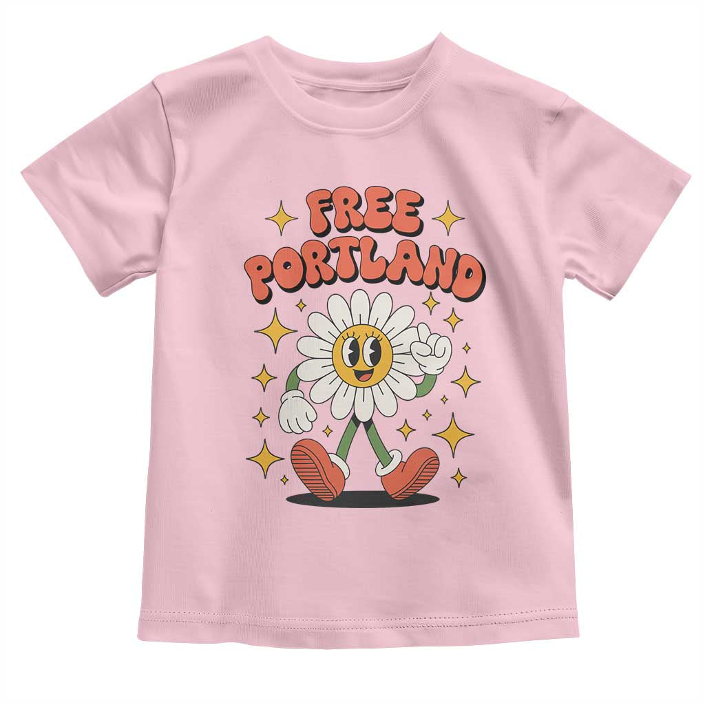 Retro Daisy Free Portland Toddler T Shirt Oregon Freedom Fighter Flower Groovy Graphic - Wonder Print Shop