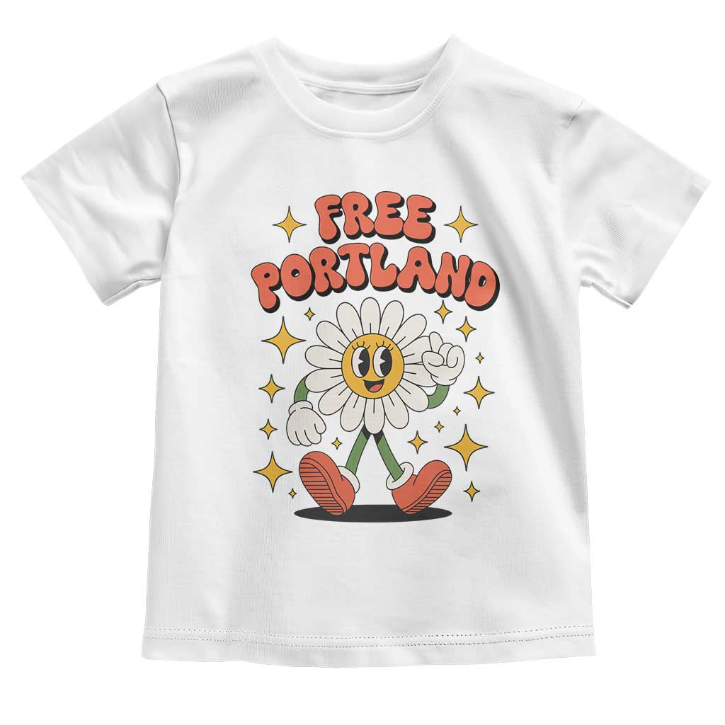 Retro Daisy Free Portland Toddler T Shirt Oregon Freedom Fighter Flower Groovy Graphic - Wonder Print Shop