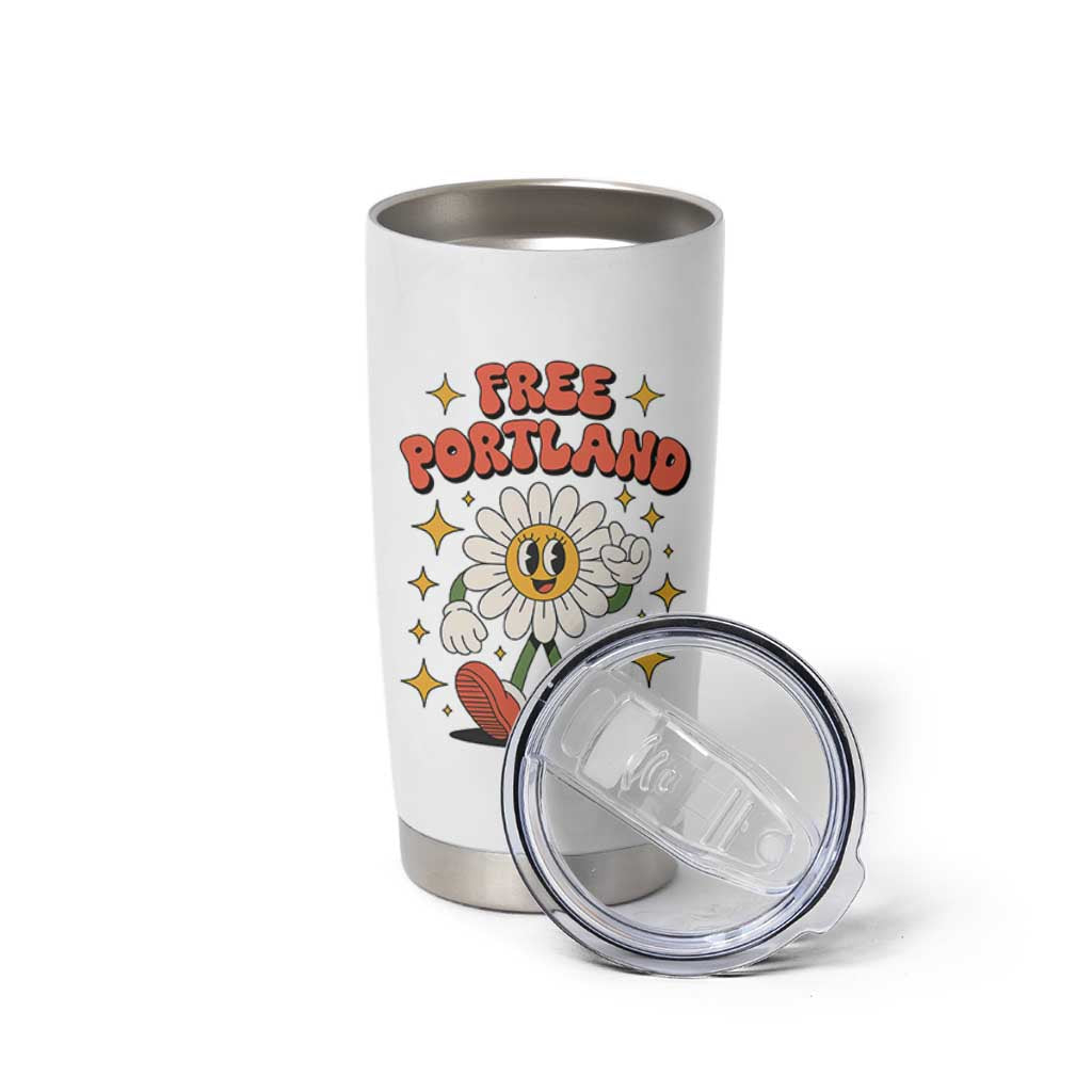 Retro Daisy Free Portland Tumbler Cup Oregon Freedom Fighter Flower Groovy Graphic - Wonder Print Shop