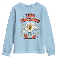 Retro Daisy Free Portland Youth Sweatshirt Oregon Freedom Fighter Flower Groovy Graphic - Wonder Print Shop