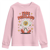 Retro Daisy Free Portland Youth Sweatshirt Oregon Freedom Fighter Flower Groovy Graphic - Wonder Print Shop