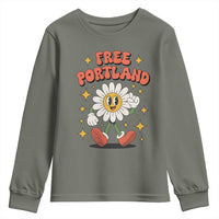 Retro Daisy Free Portland Youth Sweatshirt Oregon Freedom Fighter Flower Groovy Graphic - Wonder Print Shop