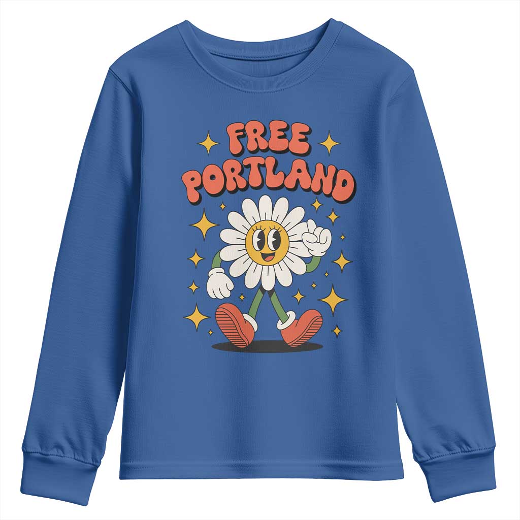 Retro Daisy Free Portland Youth Sweatshirt Oregon Freedom Fighter Flower Groovy Graphic - Wonder Print Shop