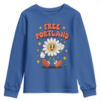 Retro Daisy Free Portland Youth Sweatshirt Oregon Freedom Fighter Flower Groovy Graphic - Wonder Print Shop
