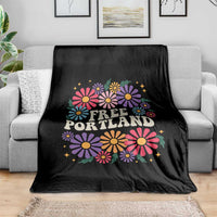 Retro Groovy Free Portland Throw Blanket Oregon Freedom Fighter Peaceful Hippie 70s Style - Wonder Print Shop