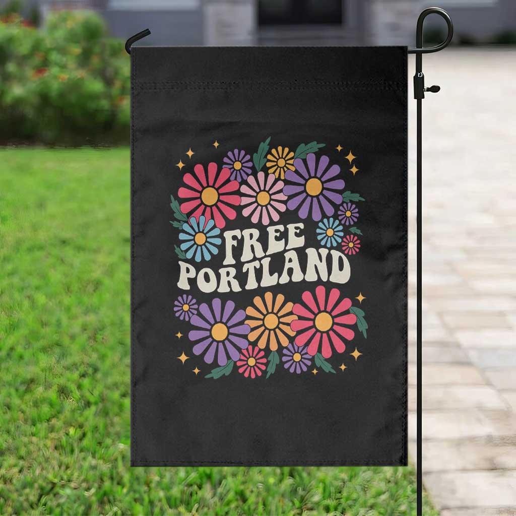 Retro Groovy Free Portland Garden Flag Oregon Freedom Fighter Peaceful Hippie 70s Style - Wonder Print Shop