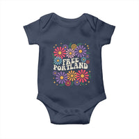 Retro Groovy Free Portland Baby Onesie Oregon Freedom Fighter Peaceful Hippie 70s Style - Wonder Print Shop