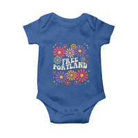 Retro Groovy Free Portland Baby Onesie Oregon Freedom Fighter Peaceful Hippie 70s Style - Wonder Print Shop