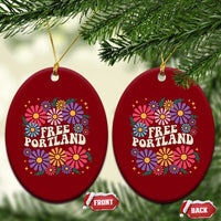 Retro Groovy Free Portland Ceramic Ornament Oregon Freedom Fighter Peaceful Hippie 70s Style - Wonder Print Shop