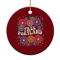 Retro Groovy Free Portland Ceramic Ornament Oregon Freedom Fighter Peaceful Hippie 70s Style - Wonder Print Shop