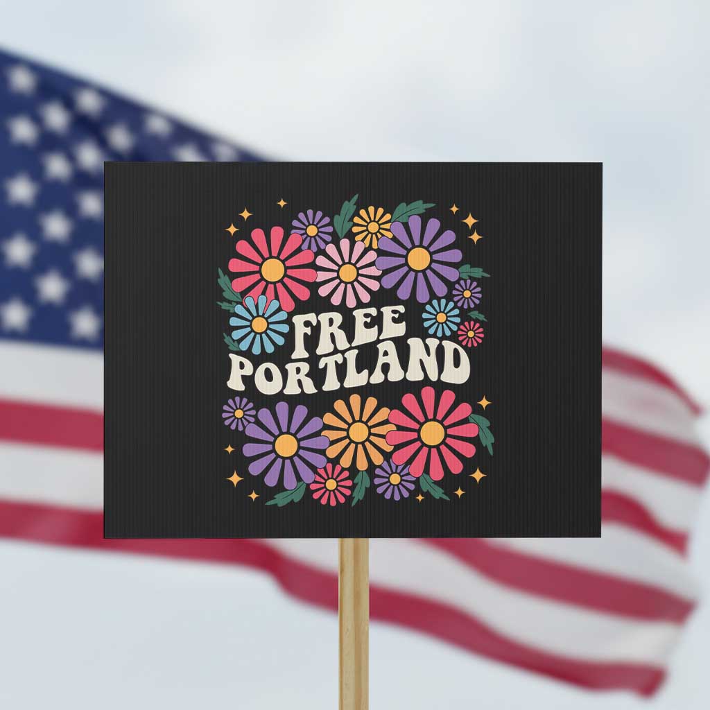 Retro Groovy Free Portland Protest Sign Oregon Freedom Fighter Peaceful Hippie 70s Style - Wonder Print Shop