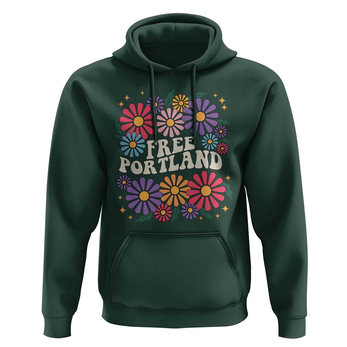 Retro Groovy Free Portland Hoodie Oregon Freedom Fighter Peaceful Hippie 70s Style - Wonder Print Shop