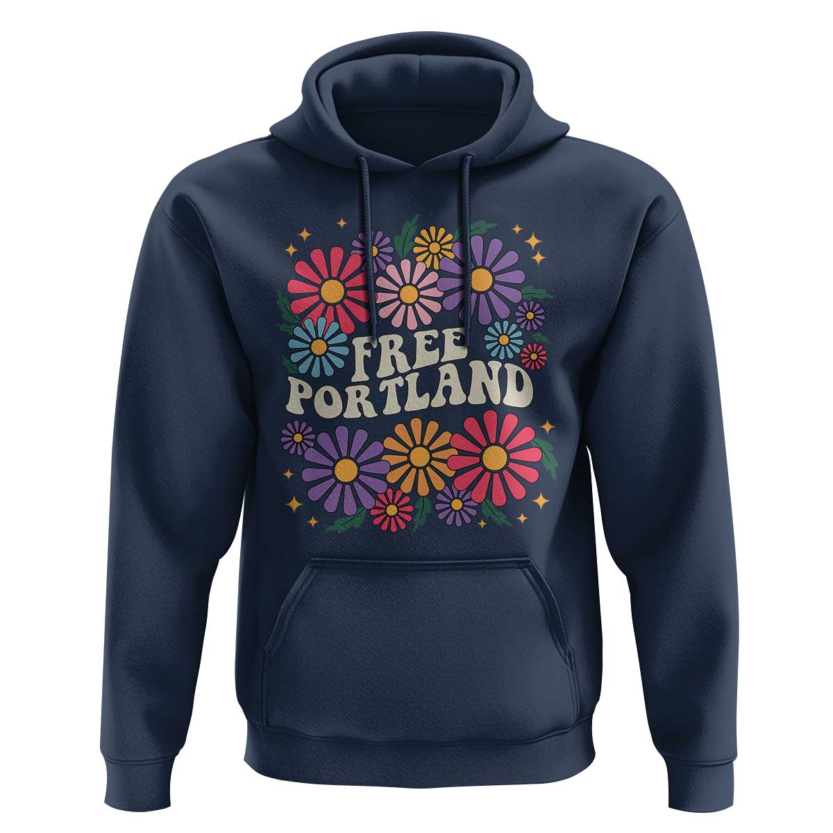Retro Groovy Free Portland Hoodie Oregon Freedom Fighter Peaceful Hippie 70s Style - Wonder Print Shop