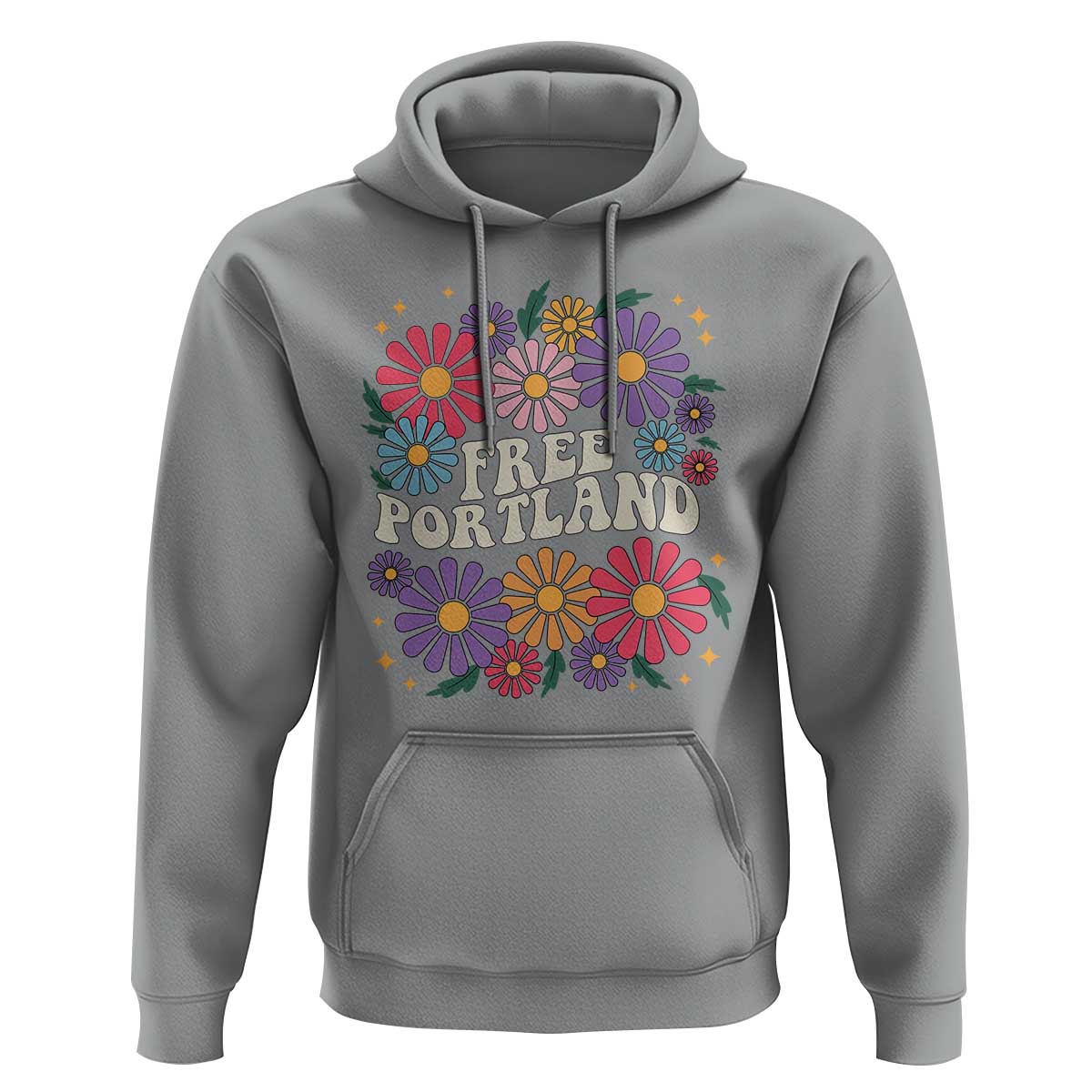 Retro Groovy Free Portland Hoodie Oregon Freedom Fighter Peaceful Hippie 70s Style - Wonder Print Shop