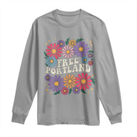 Retro Groovy Free Portland Long Sleeve Shirt Oregon Freedom Fighter Peaceful Hippie 70s Style - Wonder Print Shop