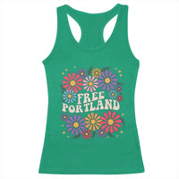 Retro Groovy Free Portland Racerback Tank Top Oregon Freedom Fighter Peaceful Hippie 70s Style - Wonder Print Shop