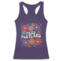 Retro Groovy Free Portland Racerback Tank Top Oregon Freedom Fighter Peaceful Hippie 70s Style - Wonder Print Shop