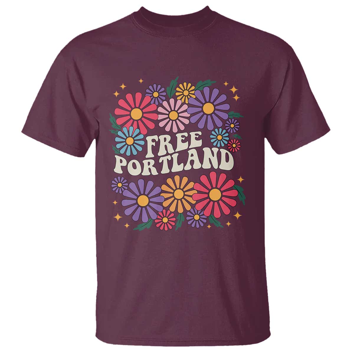 Retro Groovy Free Portland T Shirt Oregon Freedom Fighter Peaceful Hippie 70s Style - Wonder Print Shop