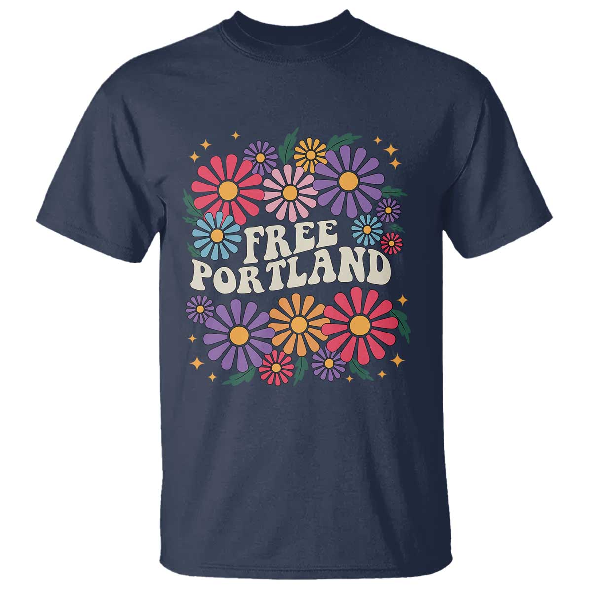 Retro Groovy Free Portland T Shirt Oregon Freedom Fighter Peaceful Hippie 70s Style - Wonder Print Shop