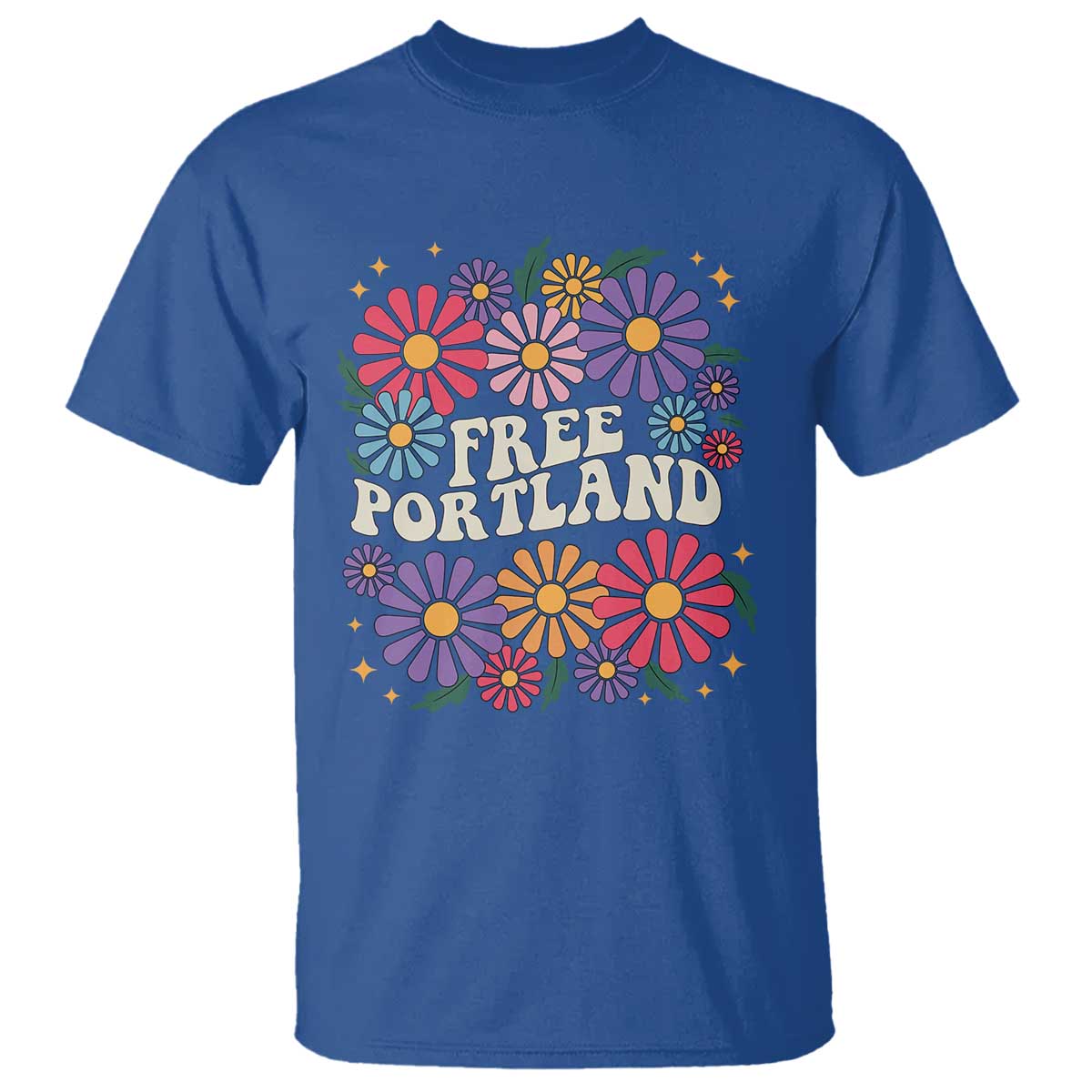 Retro Groovy Free Portland T Shirt Oregon Freedom Fighter Peaceful Hippie 70s Style - Wonder Print Shop