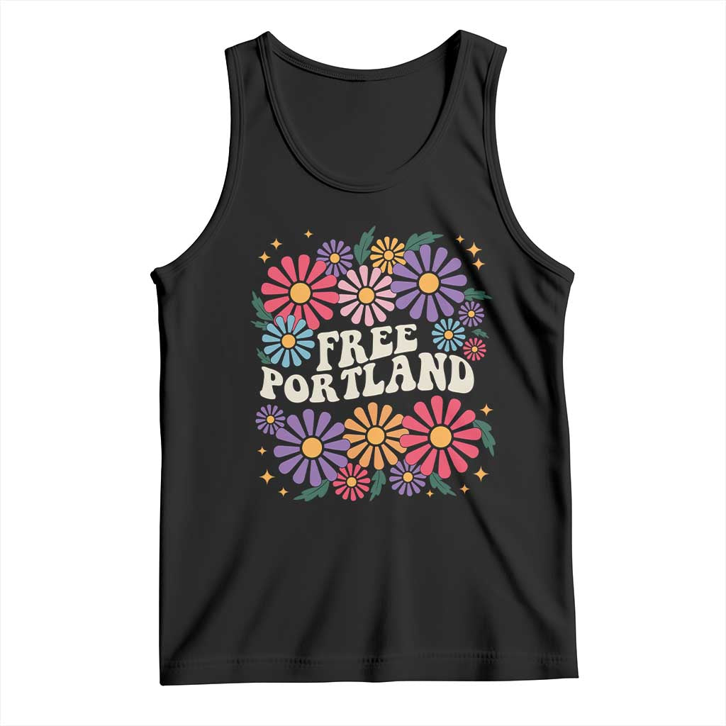 Retro Groovy Free Portland Tank Top Oregon Freedom Fighter Peaceful Hippie 70s Style - Wonder Print Shop