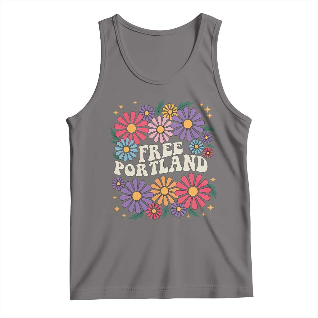 Retro Groovy Free Portland Tank Top Oregon Freedom Fighter Peaceful Hippie 70s Style - Wonder Print Shop