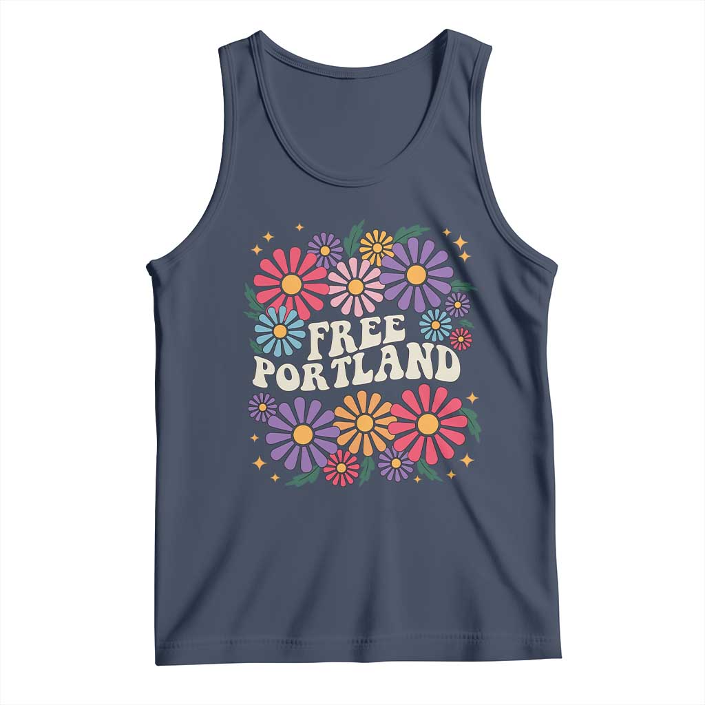 Retro Groovy Free Portland Tank Top Oregon Freedom Fighter Peaceful Hippie 70s Style - Wonder Print Shop